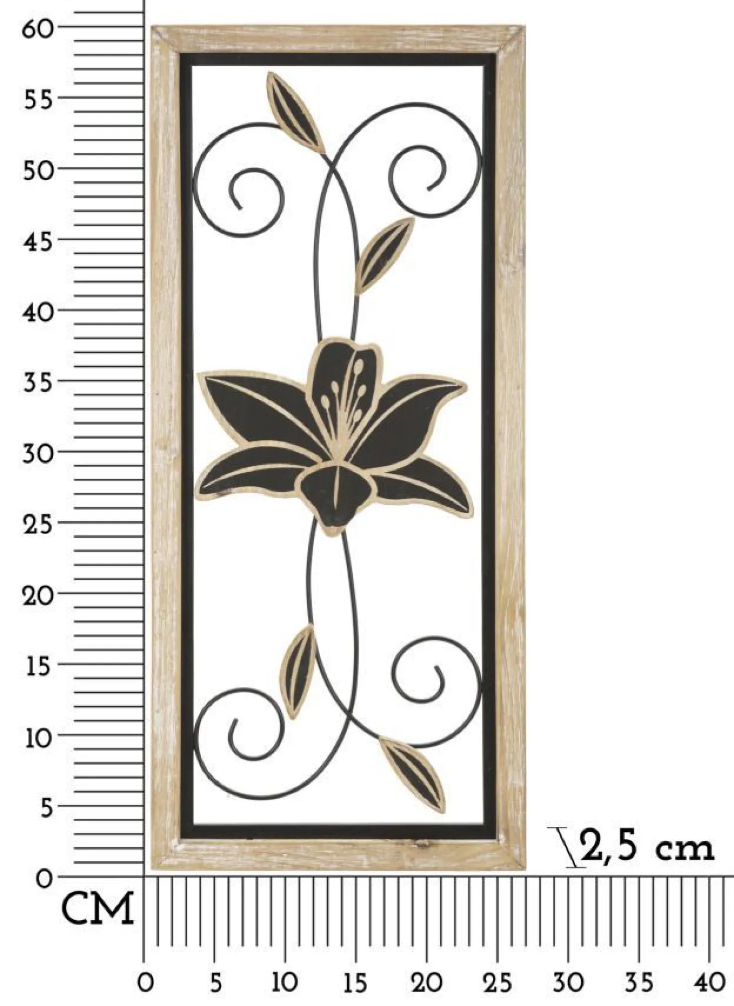 Panneau décoratif 3D Koman Métal Noir et Bois Marron