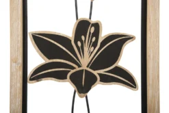 Panneau décoratif 3D Koman Métal Noir et Bois Marron