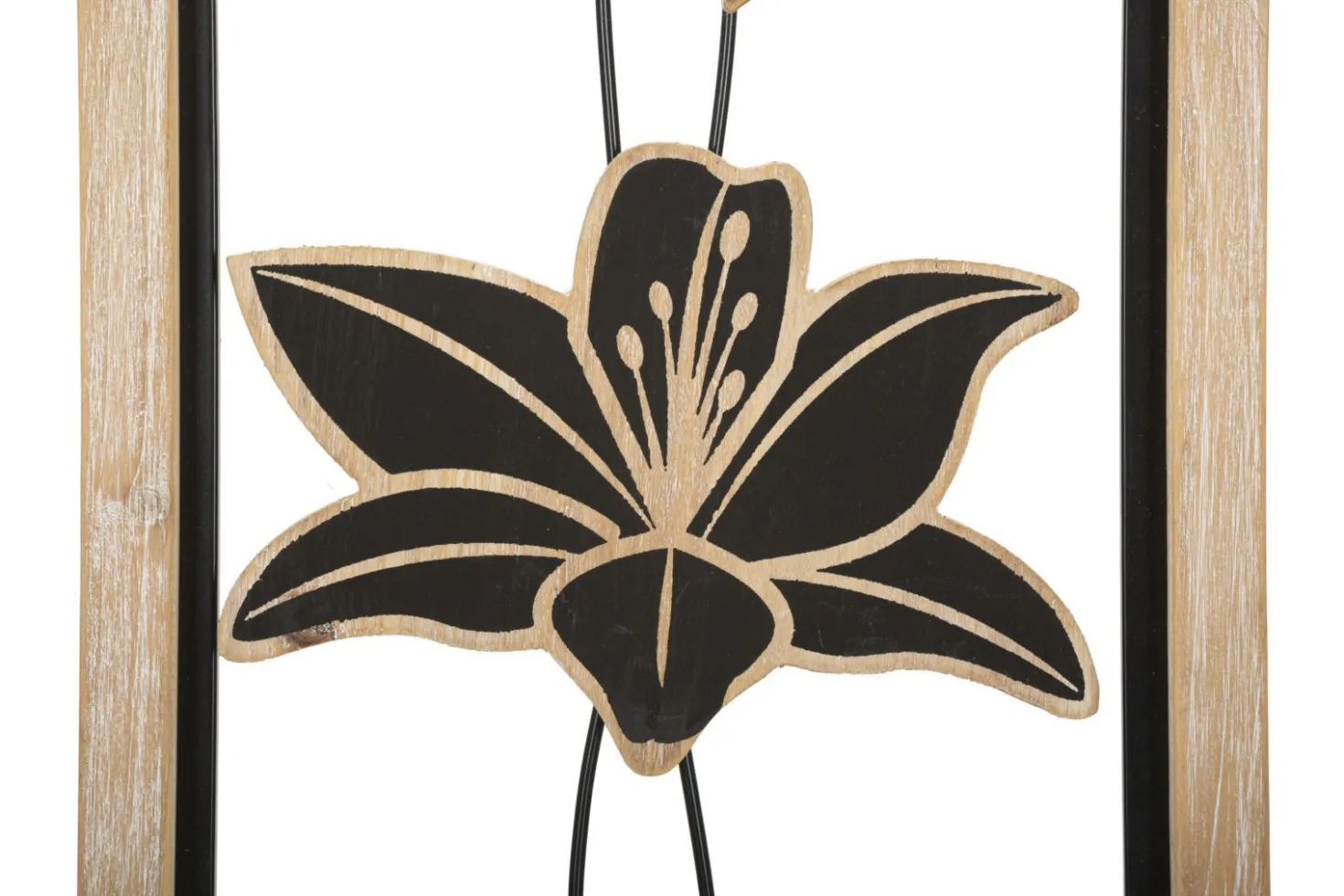 Panneau décoratif 3D Koman Métal Noir et Bois Marron