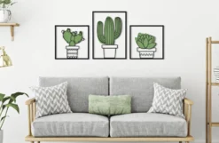 Panneau mural décoratif 3D Cactus métal ensemble 3 pcs