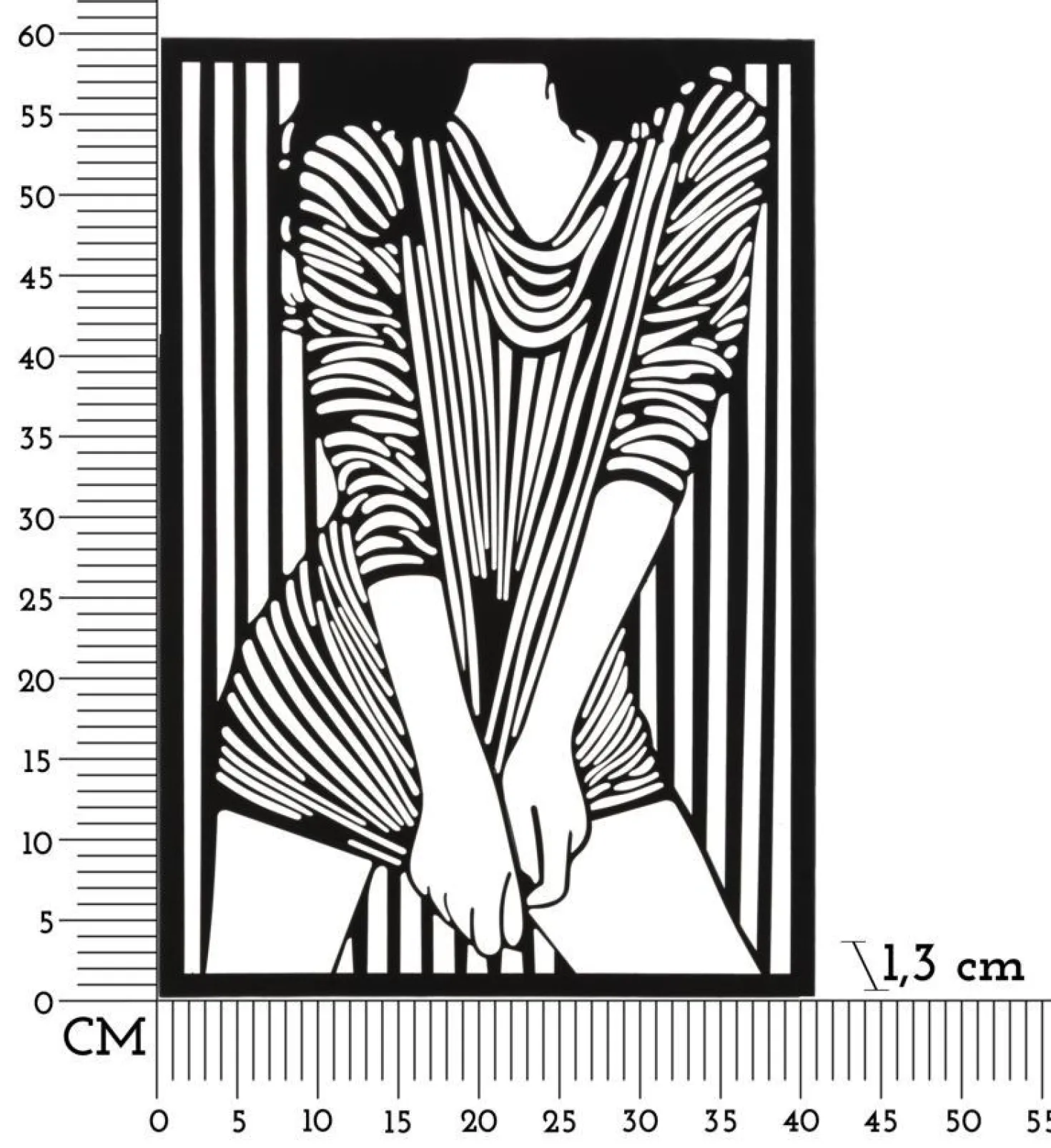 Panneau mural décoratif 3D Fer Noir silhouette féminine rayée