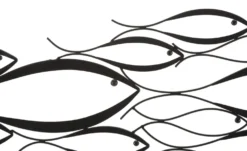 Panneau mural décoratif Poissons en métal Noir
