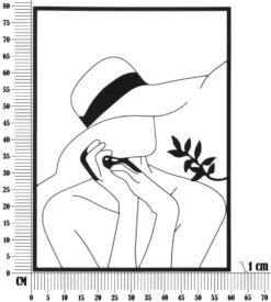 Panneau mural décoratif silhouette féminine en fer Noir cadre rectangulaire