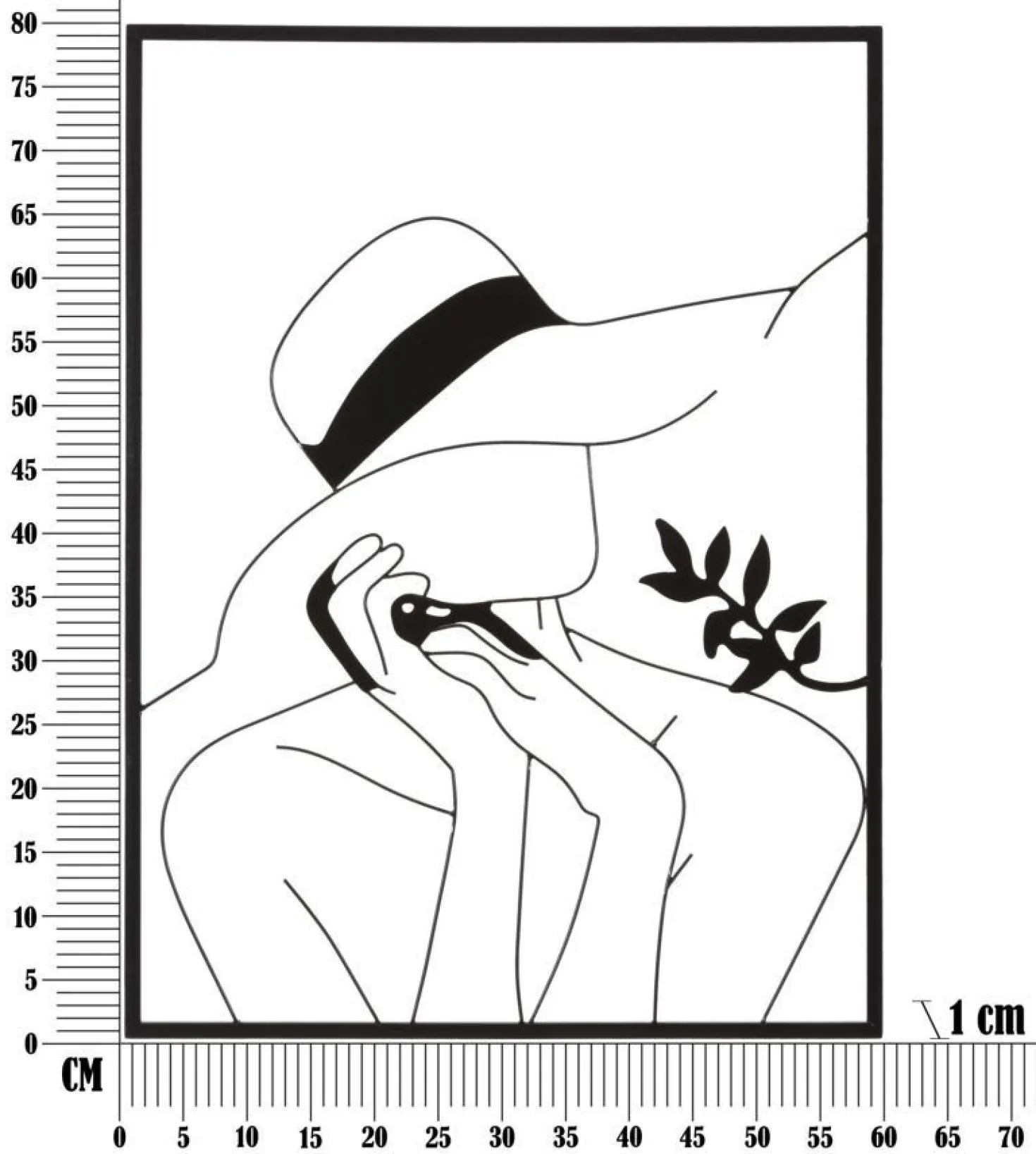 Panneau mural décoratif silhouette féminine en fer Noir cadre rectangulaire