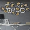 Panneau mural 3D en métal design géométrique et floral multicolore