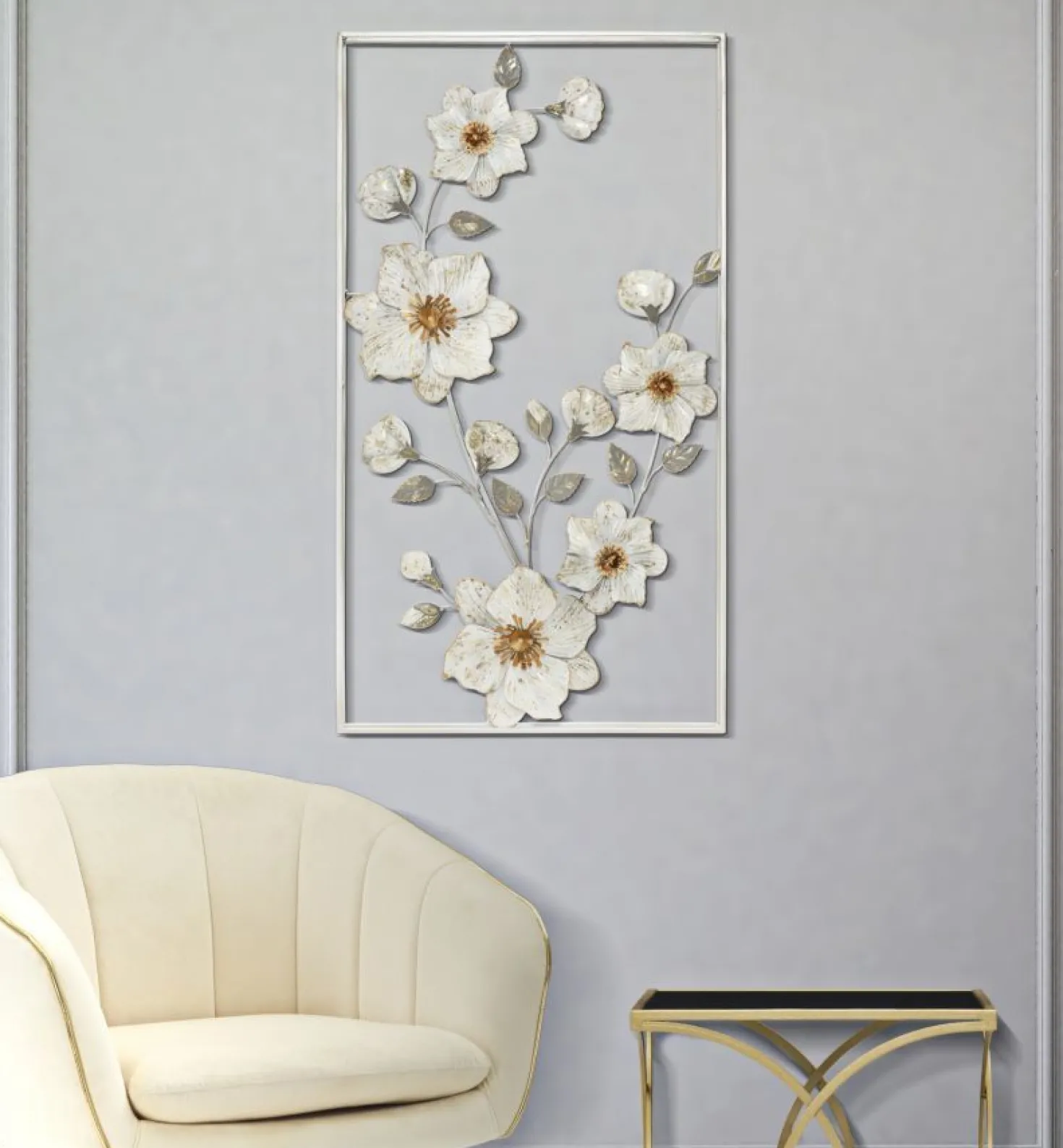 Panneau mural 3D Flix en métal multicolore design floral
