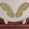 Panneaux décoratifs 3D ailes en métal doré 2 pcs