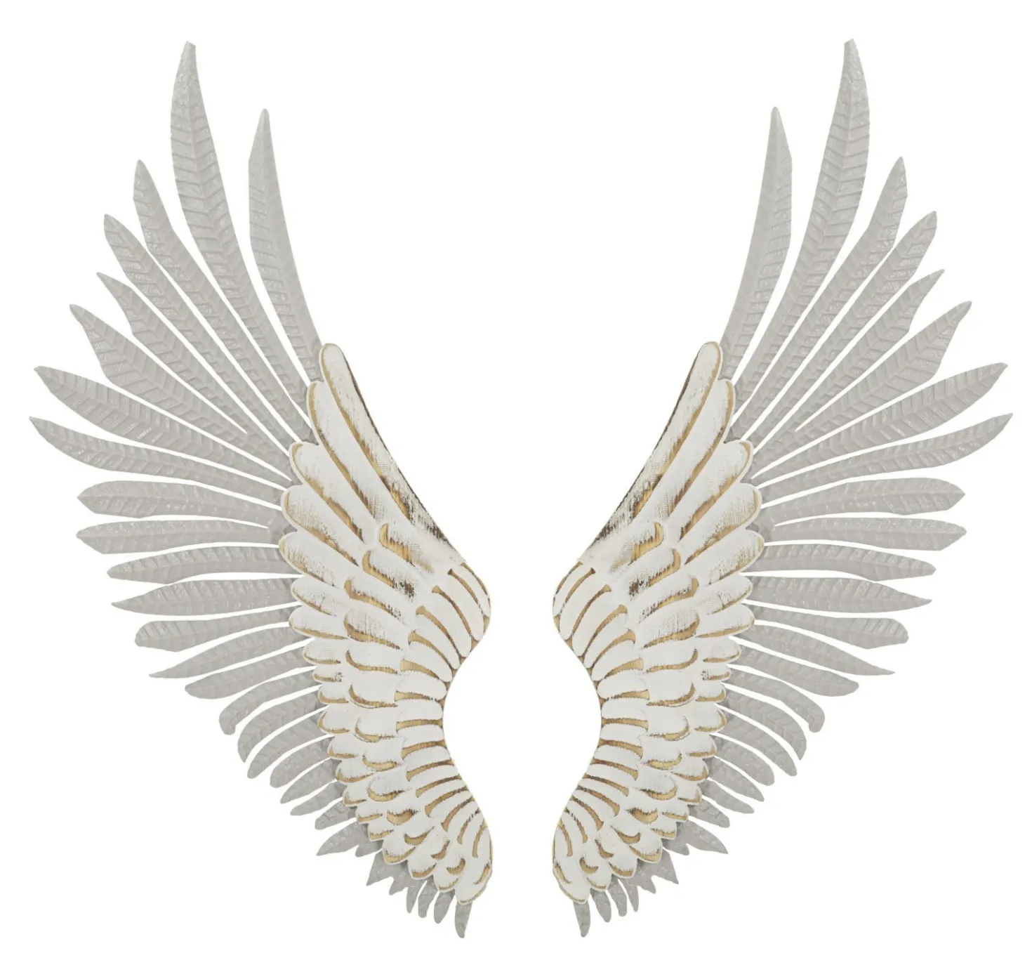 Panneaux décoratifs muraux 3D Ailes Blanches métal et bois