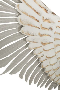 Panneaux décoratifs muraux 3D Ailes Blanches métal et bois