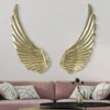 Panneaux muraux décoratifs 3D ailes métal doré jeu de 2 pièces