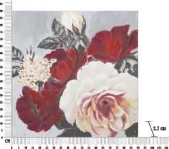 Peinture murale encadrée motif floral bois massif couleurs chaudes