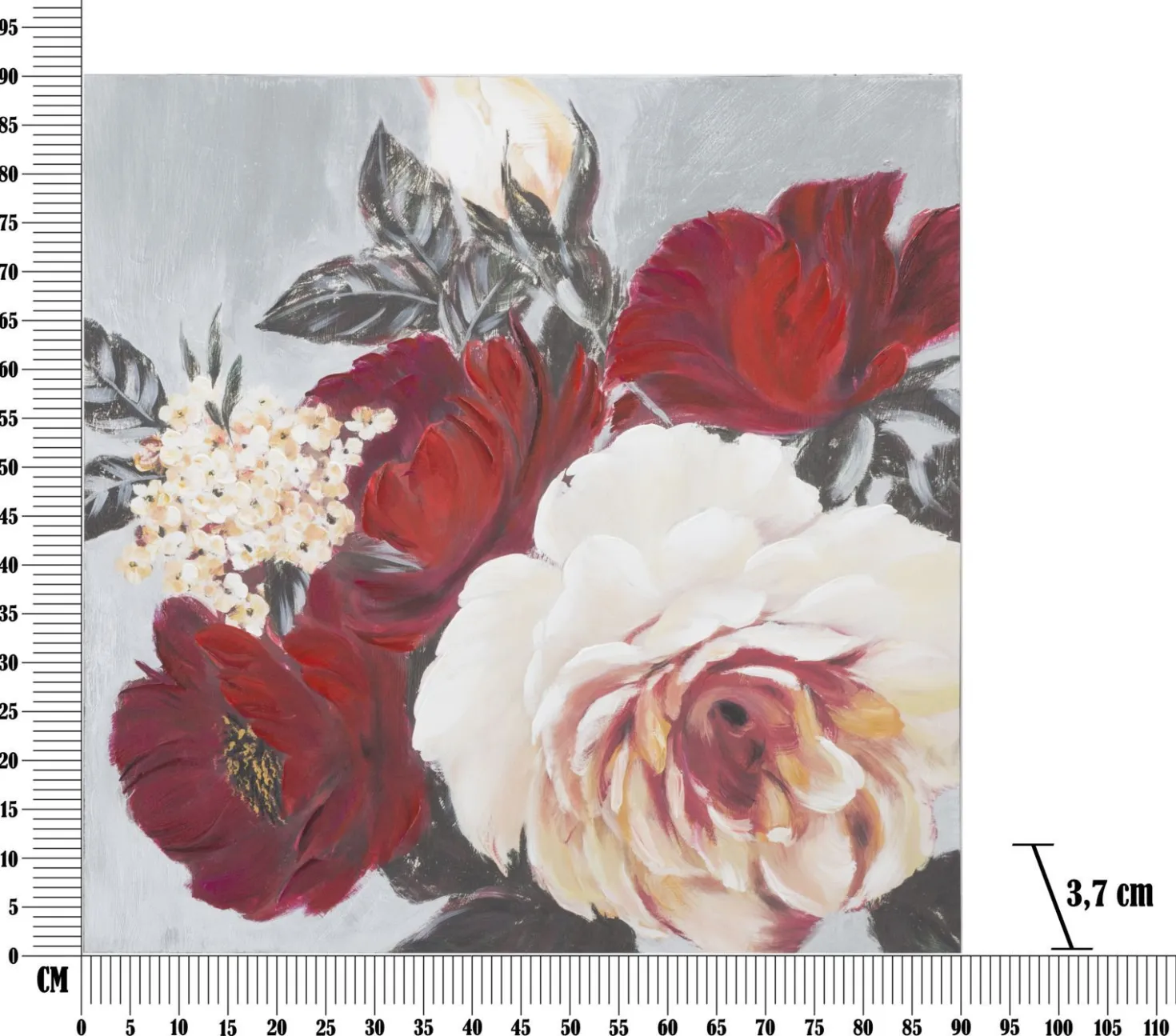 Peinture murale encadrée motif floral bois massif couleurs chaudes
