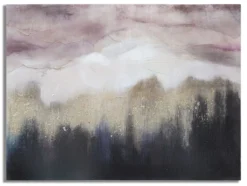 Peinture murale impressionniste cadre en bois massif Tons Rose et Noir