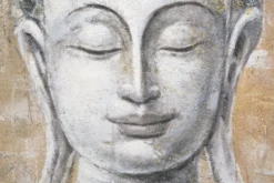 Peinture sur toile Bouddha encadrée en bois massif multicolore
