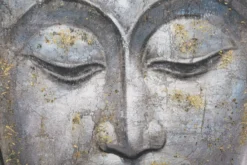 Peinture sur toile Bouddha multicolore cadre en bois massif applications dorées