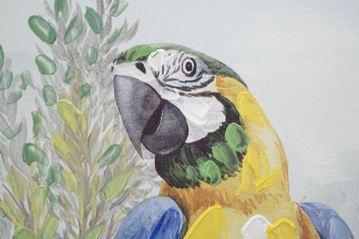 Peinture sur toile Kenda Femme et Perroquet Bois Massif