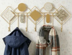 Pendentif mural en métal doré avec miroirs et surfaces marbrées