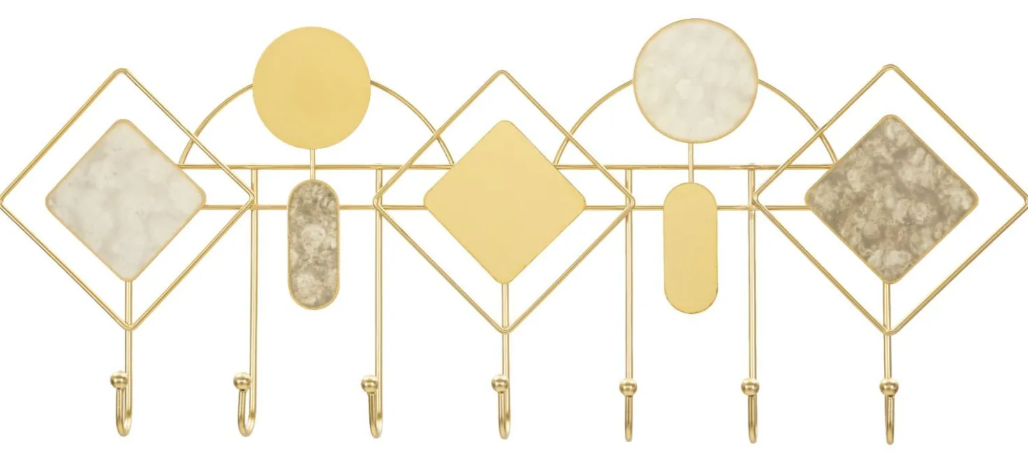 Pendentif mural en métal doré avec miroirs et surfaces marbrées