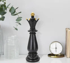 Pièce décorative Fou d'échecs Polyrésine Noir décorations dorées