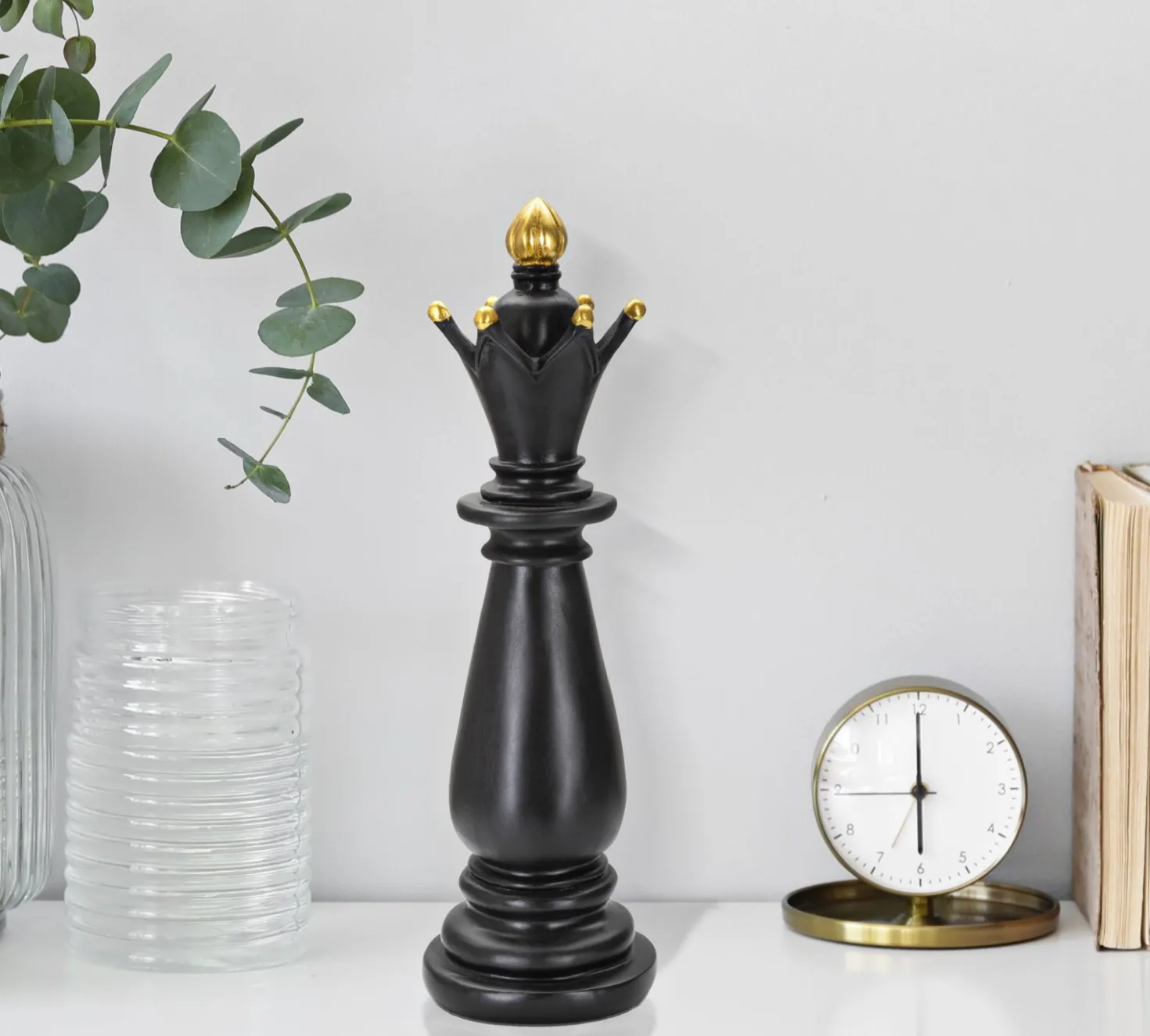Pièce décorative Fou d'échecs Polyrésine Noir décorations dorées