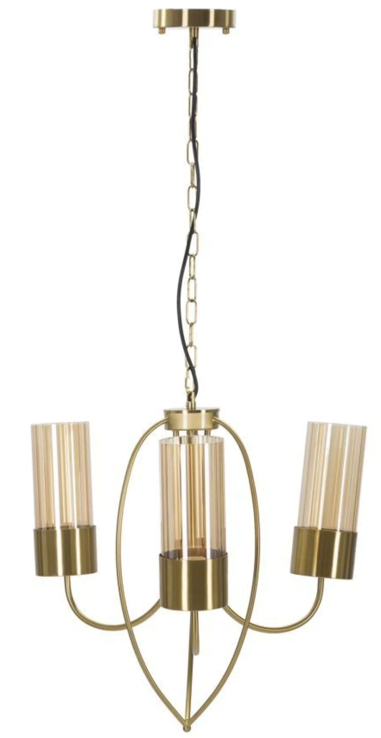 Plafonnier 3 lumières métal doré et verre