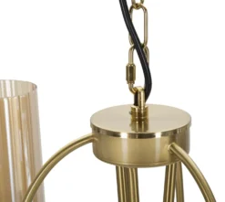 Plafonnier 3 lumières métal doré et verre
