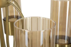 Plafonnier 5 lumières Versailles Métal Doré Verre Transparent