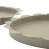 Plateau rond gris colombe set de 2 pièces métal bord ondulé