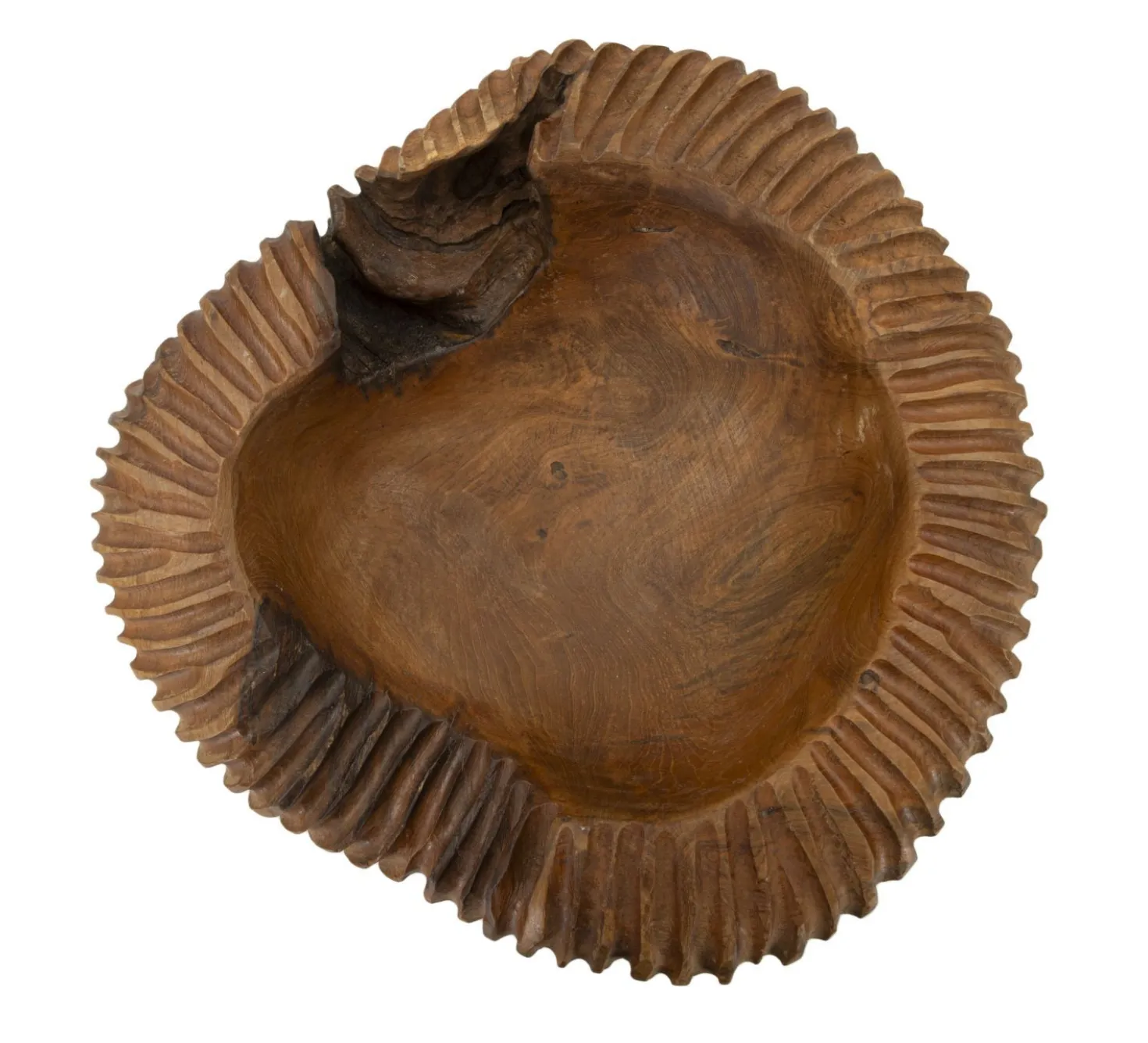 Plateau sculpté Garit Teck recyclé marron