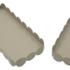 Plateaux rectangulaires en métal gris colombe bord ondulé set de 2