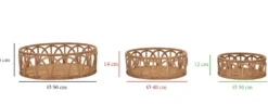 Plateaux ronds en rotin tressé marron ensemble 3 pcs
