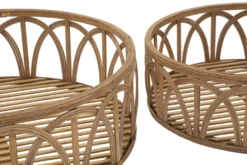 Plateaux ronds en rotin tressé marron ensemble 3 pcs