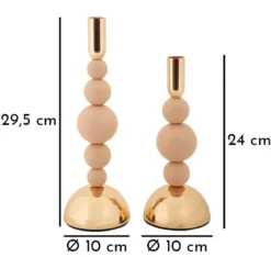 Porte-bougie Bolly rose en ensemble de 2 pièces et finitions dorées