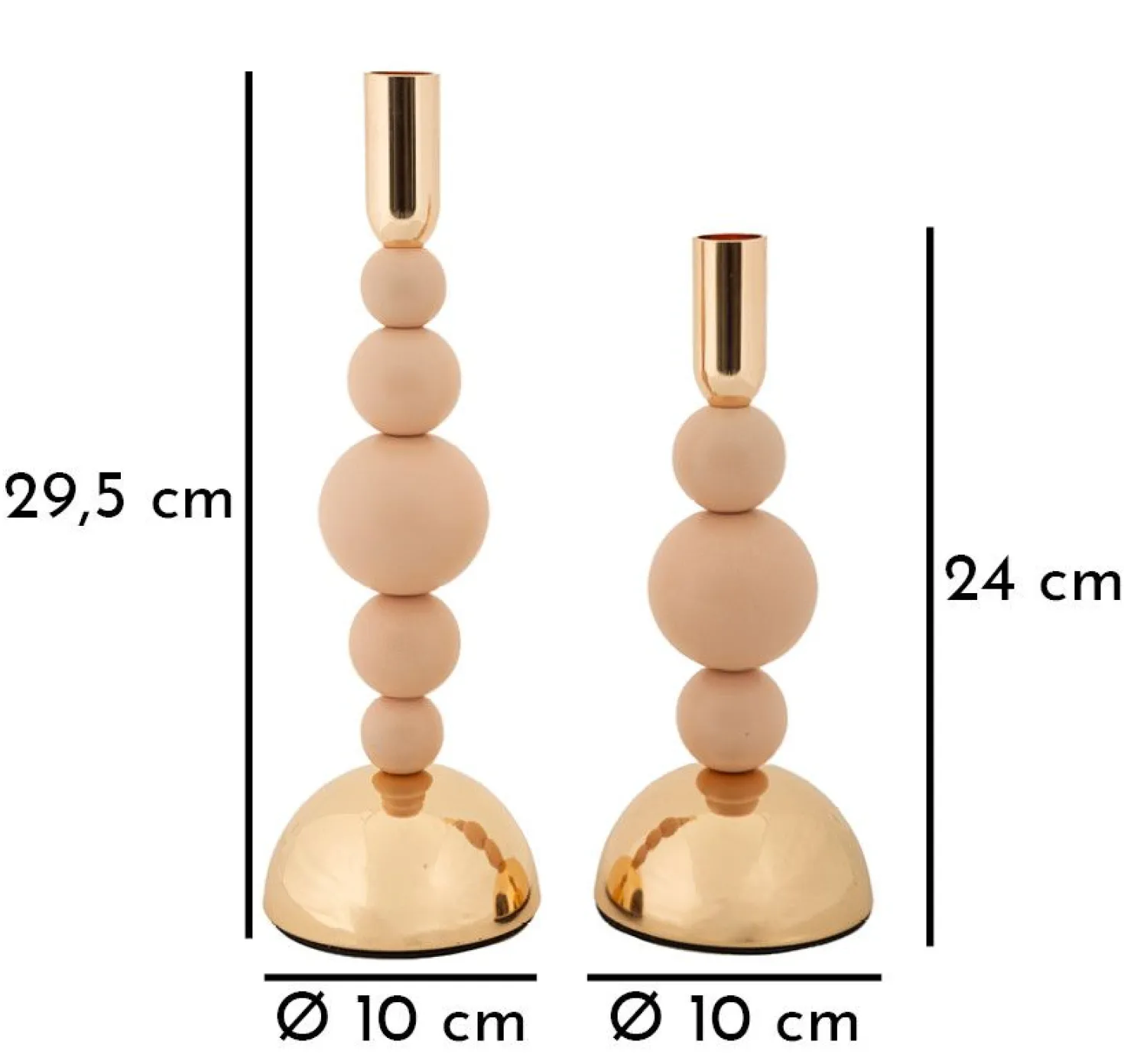 Porte-bougie Bolly rose en ensemble de 2 pièces et finitions dorées