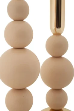 Porte-bougie Bolly rose en ensemble de 2 pièces et finitions dorées