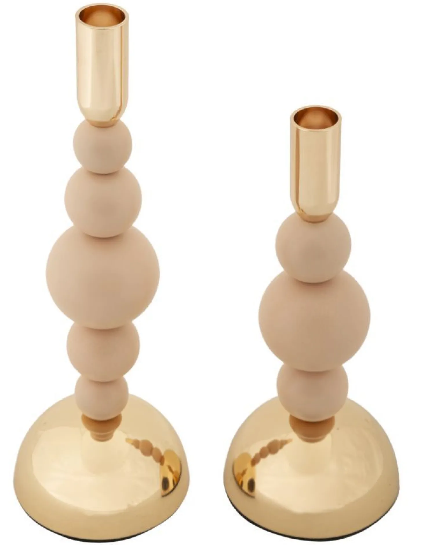 Porte-bougie Bolly rose en ensemble de 2 pièces et finitions dorées