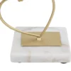 Porte-bougie cœurs en métal doré et base en marbre blanc