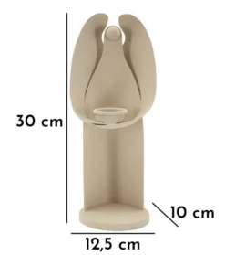 Porte-bougie design angélique en métal couleur Beige