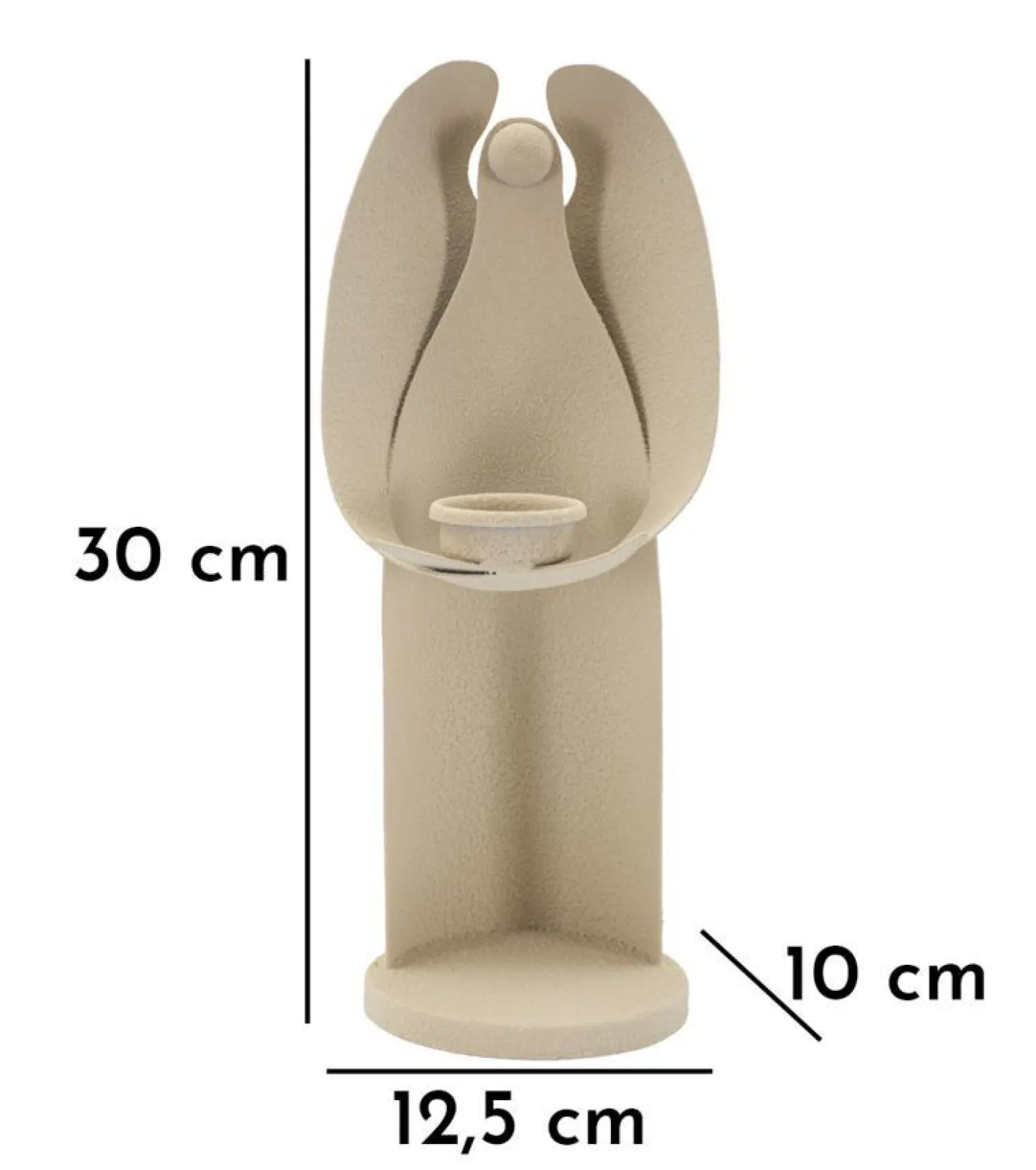 Porte-bougie design angélique en métal couleur Beige