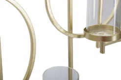 Porte-bougie mural géométrique en métal doré et verre transparent 5 lumières