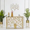 Porte-bougie mural métal doré design feuilles 5 bougies