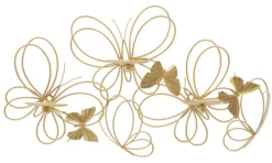 Porte-bougie mural Papillons Métal Doré Verre
