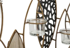 Porte-bougie mural Poisson en métal et verre multicolore