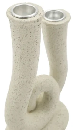 Porte-bougie sculptural en Pierre couleur Beige