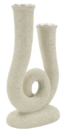 Porte-bougie sculptural en Pierre couleur Beige