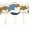 Porte-manteau mural métal doré décoratif ginkgo bleu et argenté