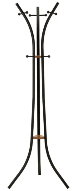 Porte-manteau X design minimaliste bois Noir et accents Orange