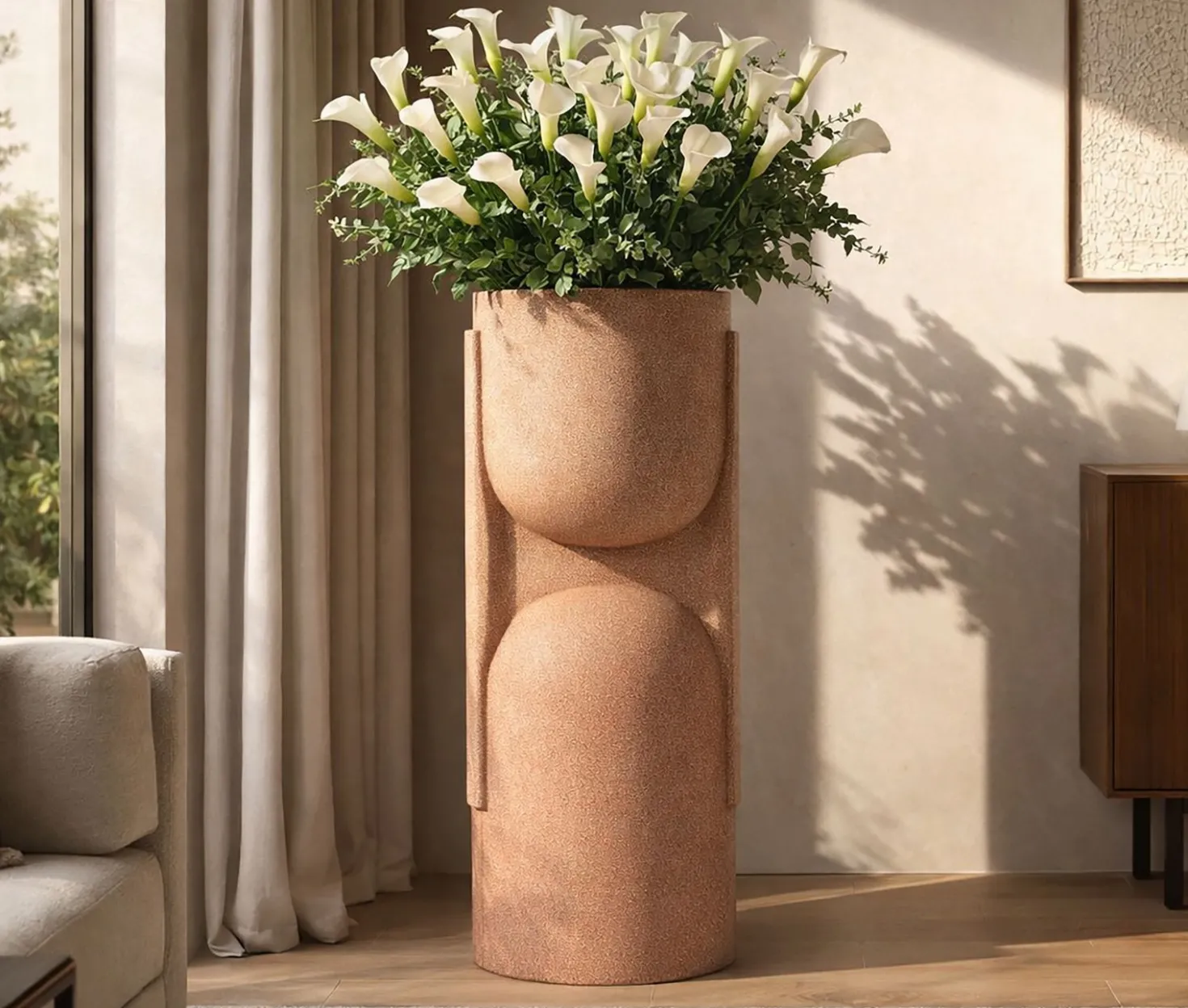 Porte-vase d'extérieur design futuriste en matériau Rose
