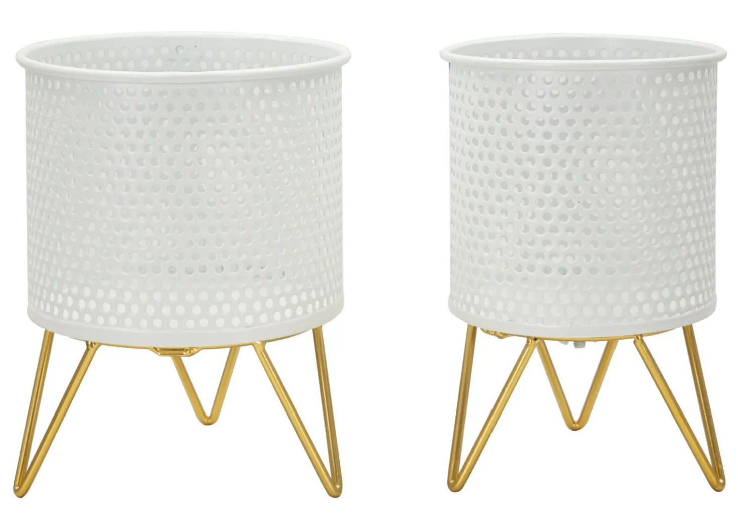 Porte-vases en métal blanc avec support en métal doré