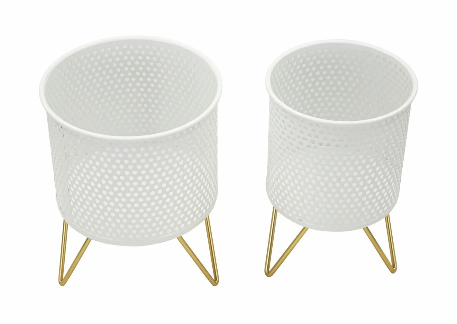 Porte-vases en métal blanc avec support en métal doré